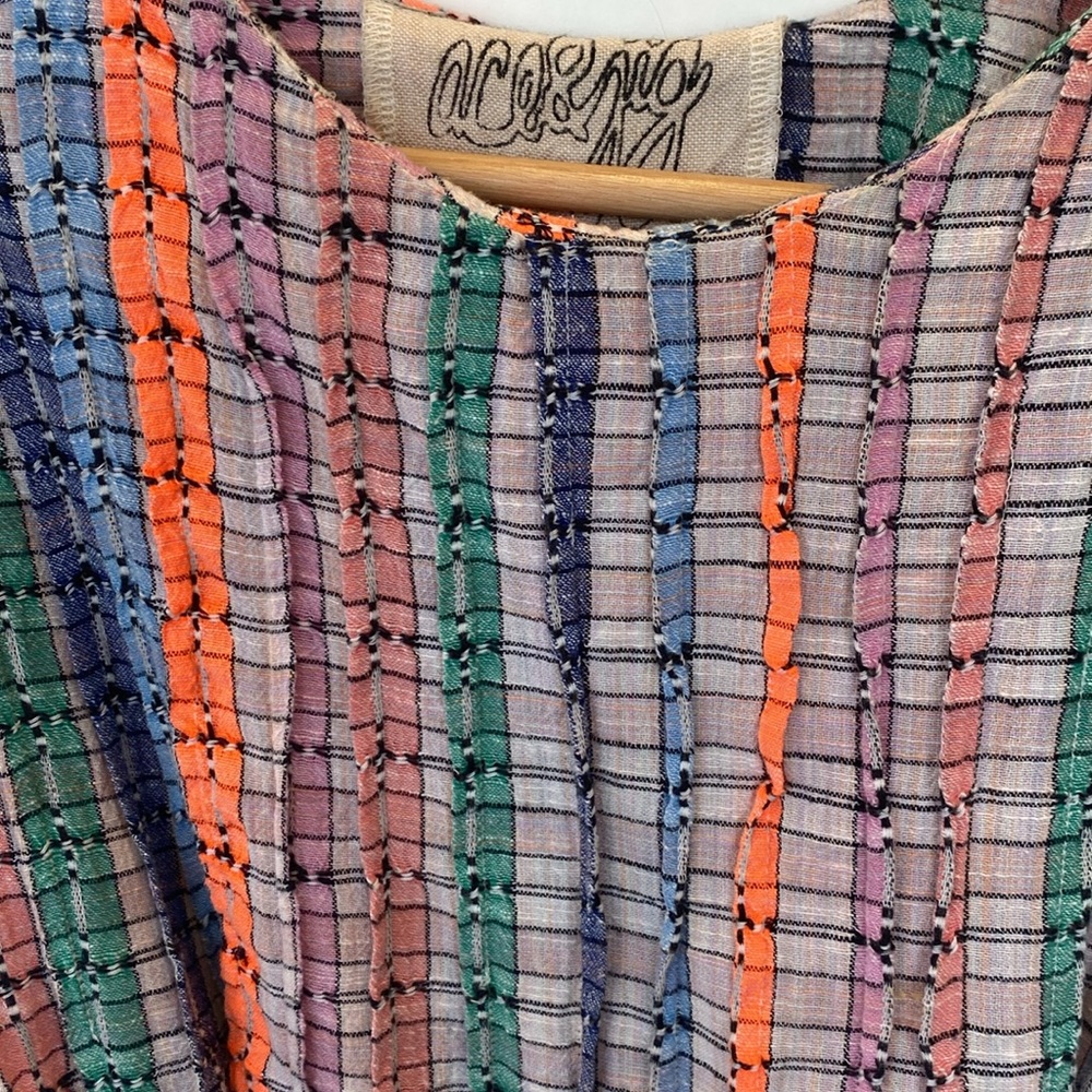 Ace & Jig dress striped tie waist midi XS cotton EUC sleeveless textured summer - Picture 2 of 6